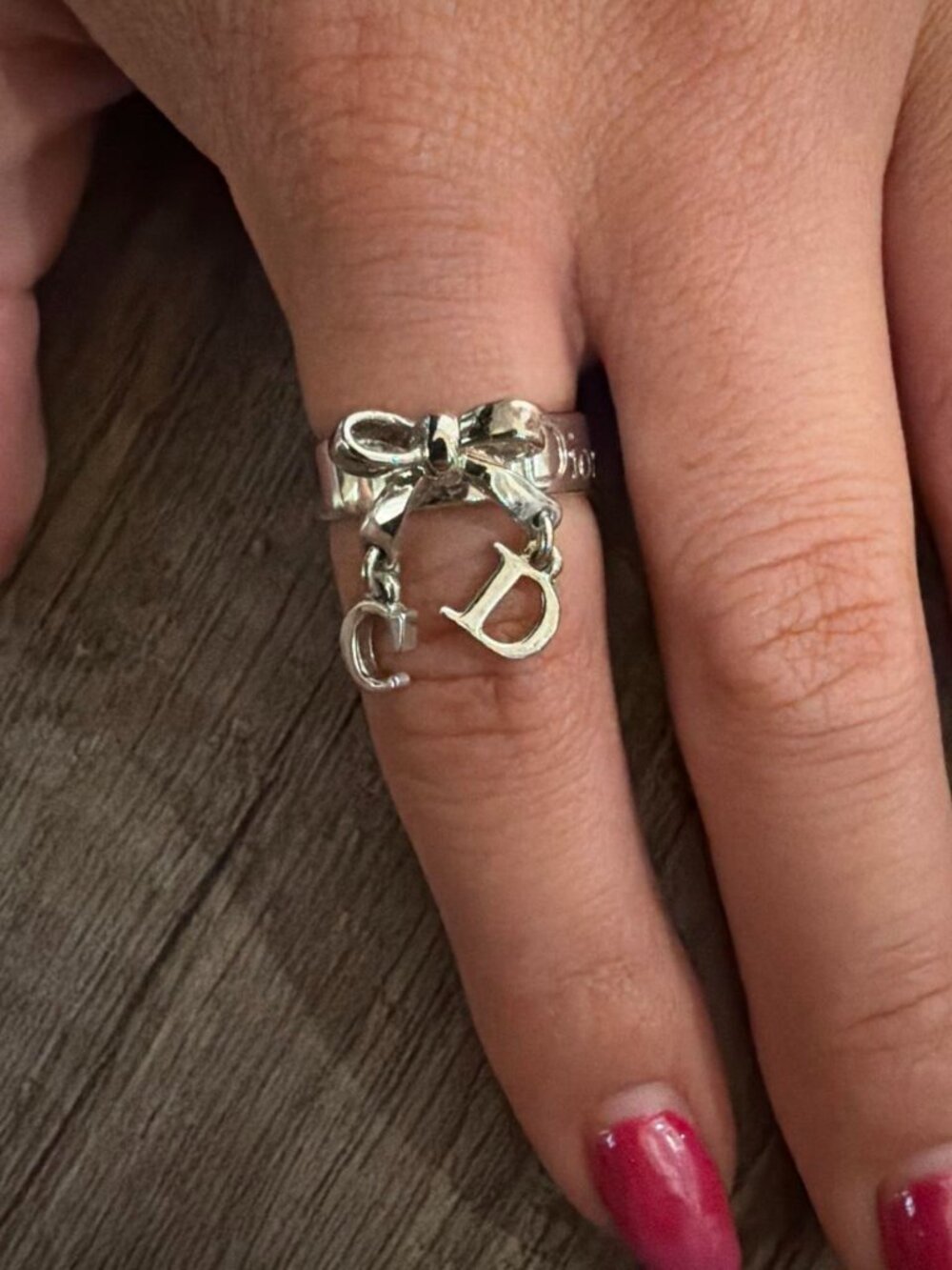 Vintage Christian Dior Silver Bow Ring